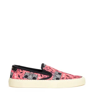 Slip on in Canvas Rosa con Stampa Radio Saint Laurent
