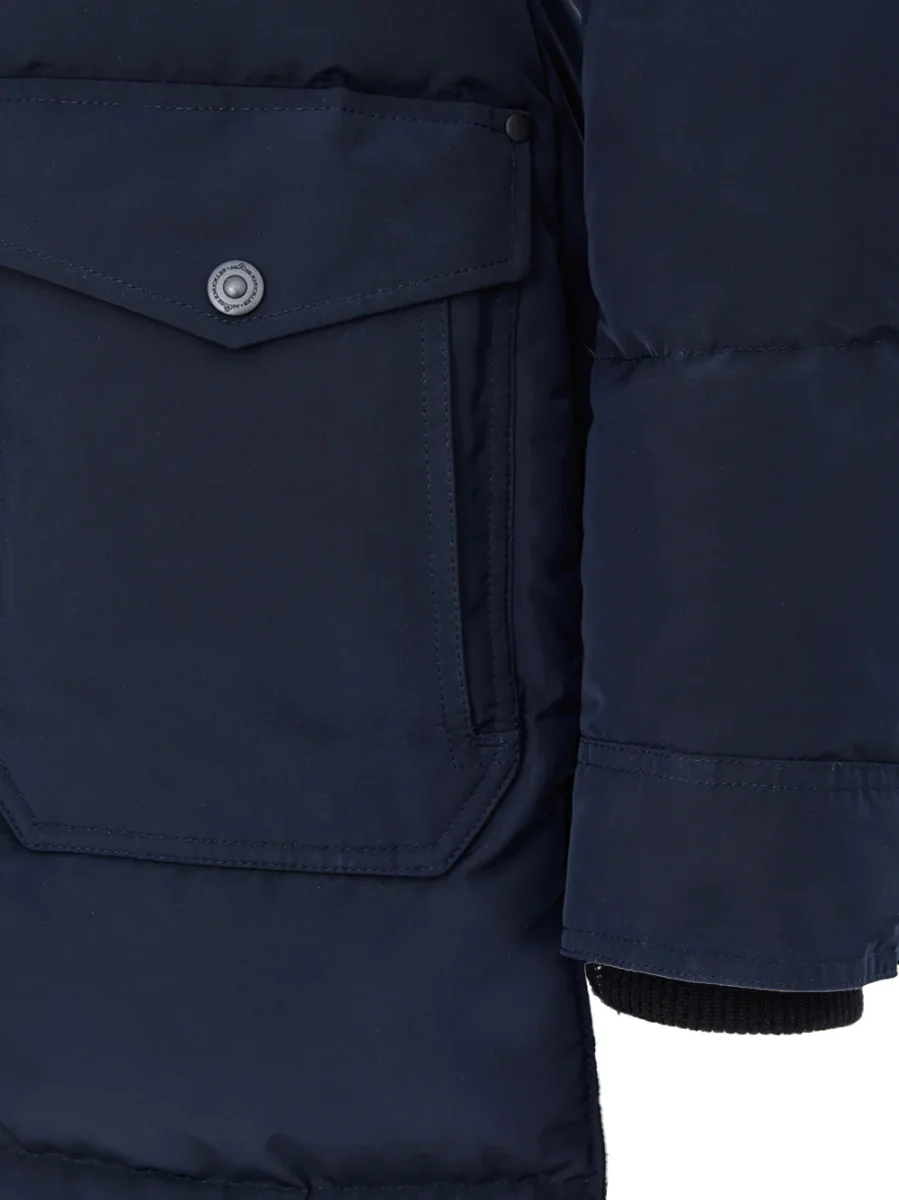 Giubbino Blu Lungo Imbottito con Cappuccio e Pelliccia Moose Knuckles - immagine 4