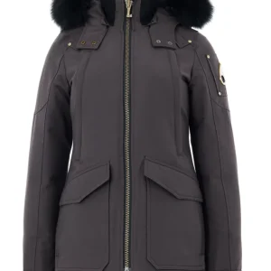 Field Jacket in Marrone con Cappuccio e Pelliccia Moose Knuckles