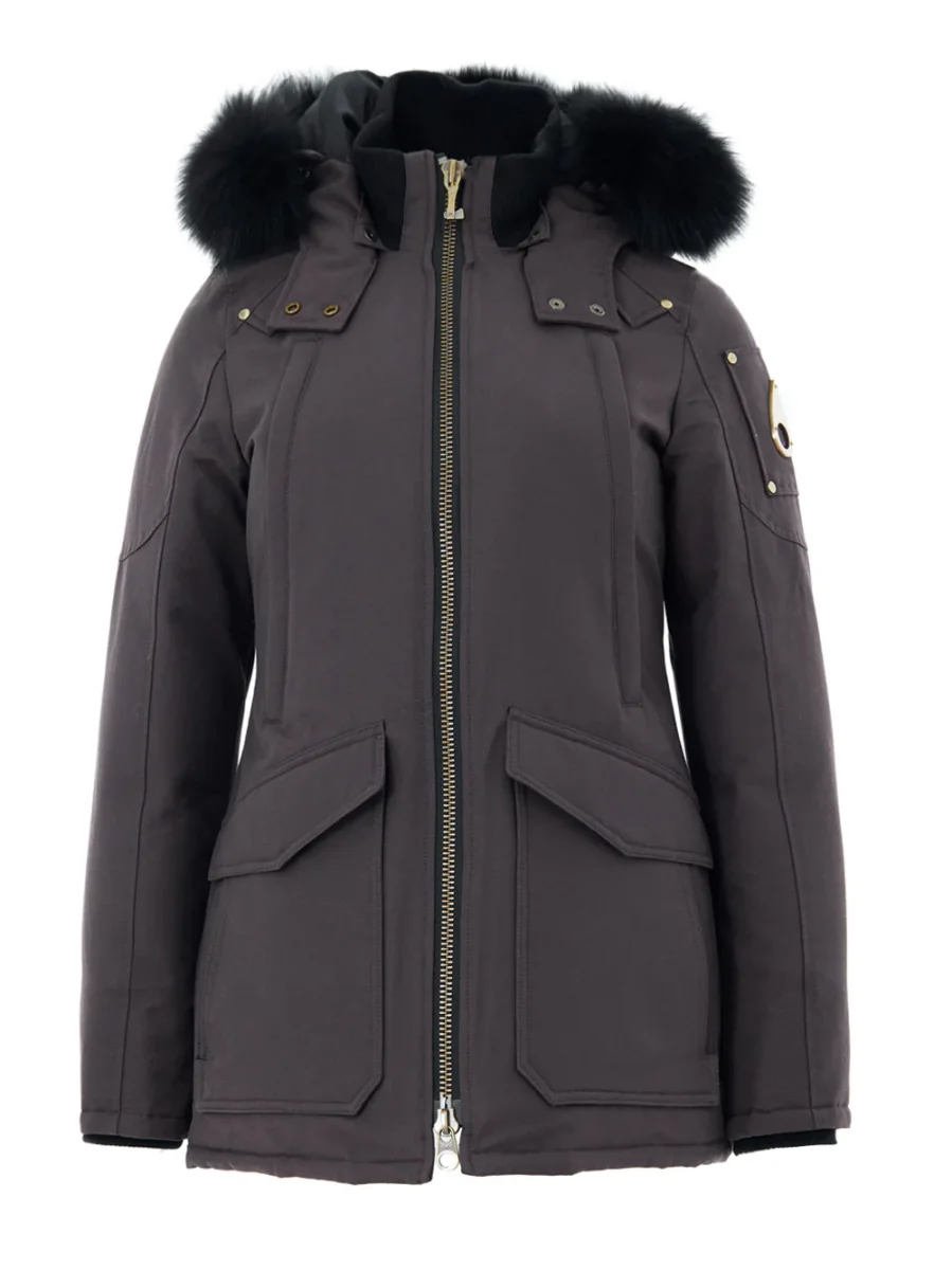 Field Jacket in Marrone con Cappuccio e Pelliccia Moose Knuckles