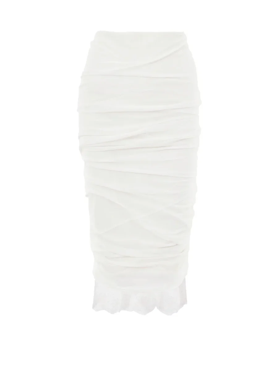 Gonna Drappeggiata Bianca con Dettaglio in Pizzo Tom Ford - immagine 2