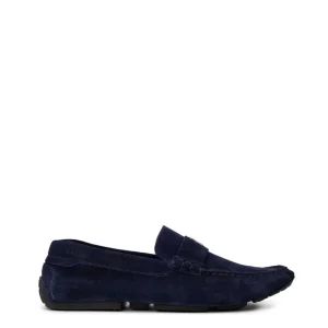 Mocassini Bally in Suede Blu con Logo