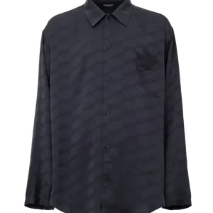 Camicia Over Homewear con Logo Allover Balenciaga