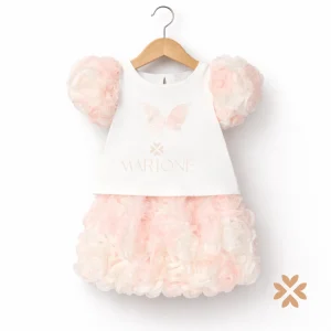 Completo bimba con fiori tridimensionali in tulle - Deolinda