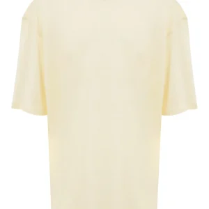 T-Shirt Corneliani Giallo Chiaro a Manica Corta in Lino