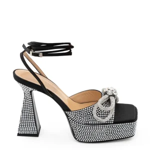 Sandali Plateau Nero con Cristalli Doppio Fiocco Mach & Mach