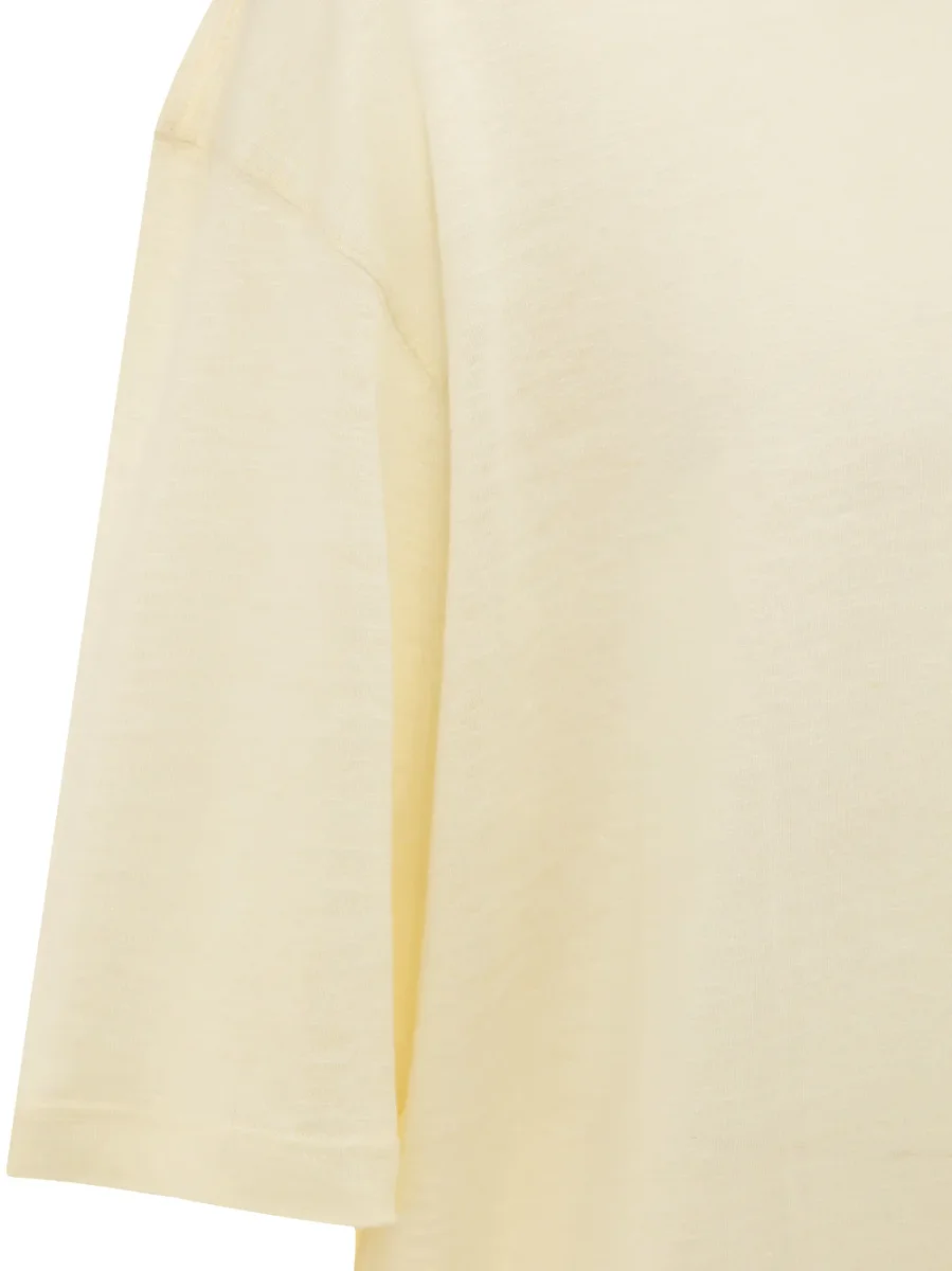 T-Shirt Corneliani Giallo Chiaro a Manica Corta in Lino - immagine 5