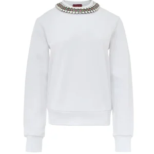 Felpa Bianca con Collo Gioiello Gucci