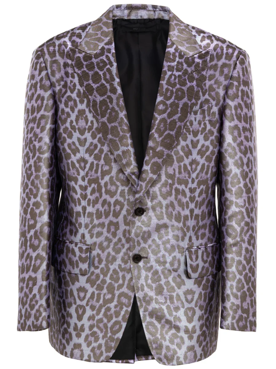 Tom Ford Giacca Monopetto Uomo - Maculata Viola e Nero - immagine 2
