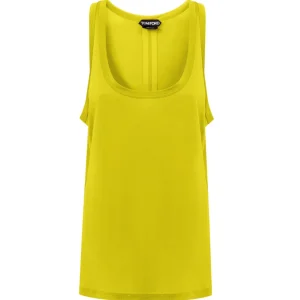 Top smanicato in seta giallo Tom Ford