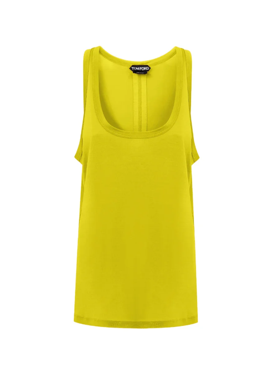 Top smanicato in seta giallo Tom Ford