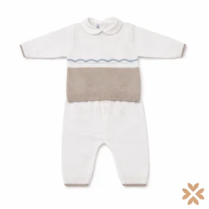 Tutina spezzata filo di cotone panna e beige - Isabel&Martinez