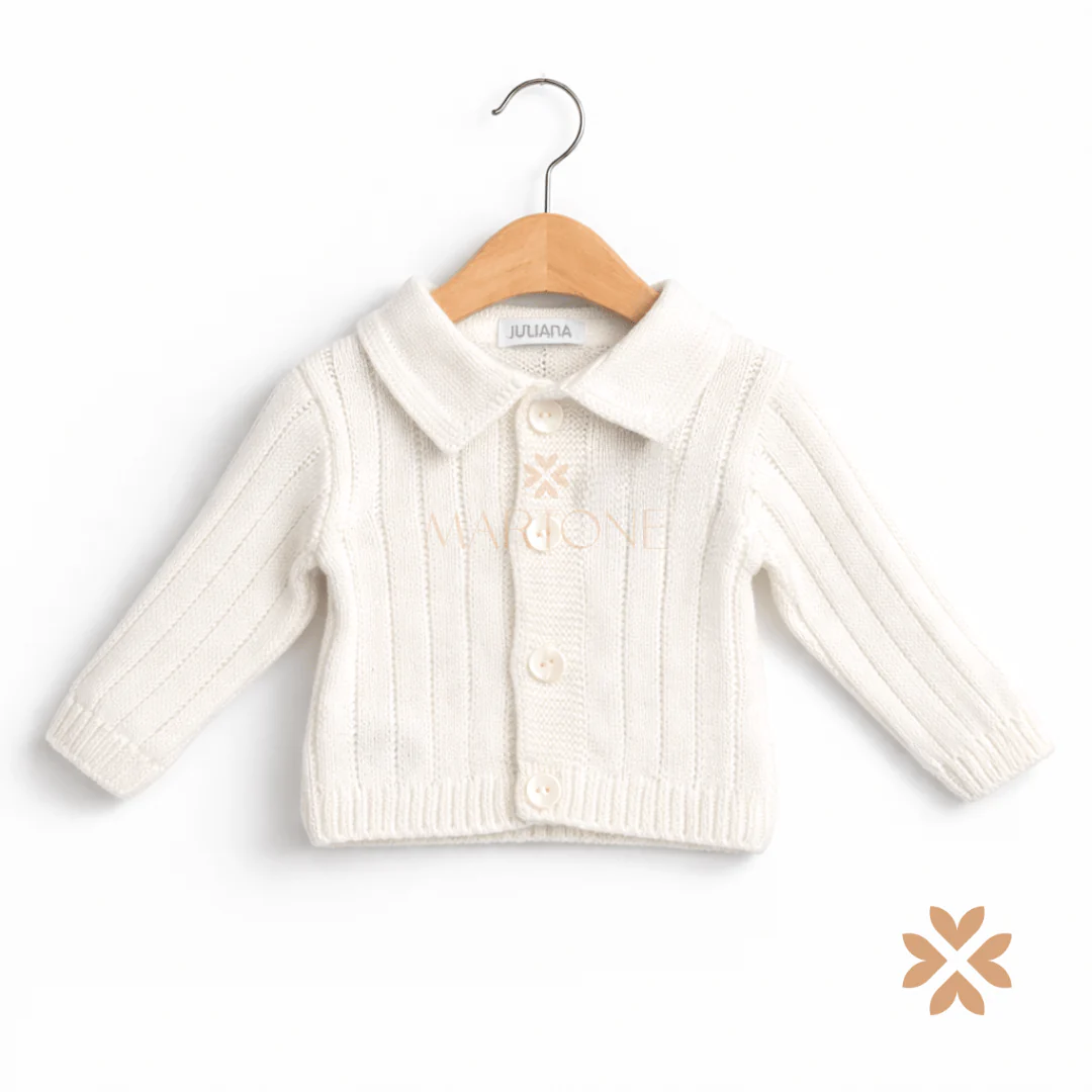 Cardigan a coste bianco - Juliana