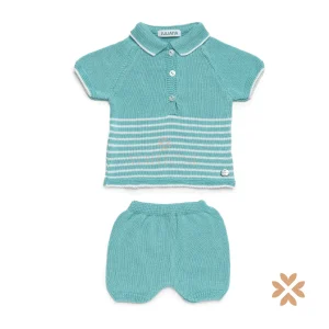 Completo a righe acquamarina - Juliana