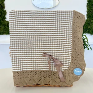 Coperta tricot bicolor con fiocco