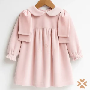 Abito scamosciato con fiocchi - La Sartoria Dei Piccoli