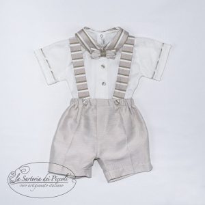 Completo in shantung con bretelle - La Sartoria Dei Piccoli