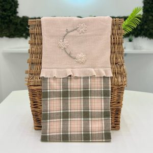 Coperta quadri e fiori lana