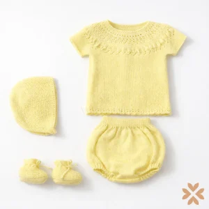 Completo in filo di cotone giallo con culotte e accessori – Mac Ilusion