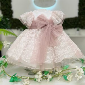 Abito tulle e pizzo doppia balza