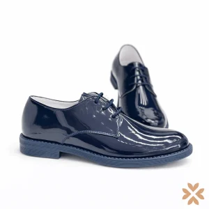 Scarpa cerimonia blu lucido stringata