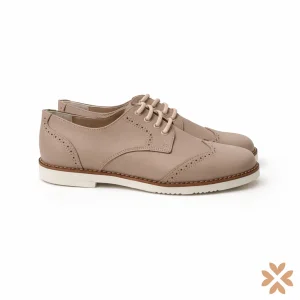 Scarpa cerimonia bimbo taupe con lacci