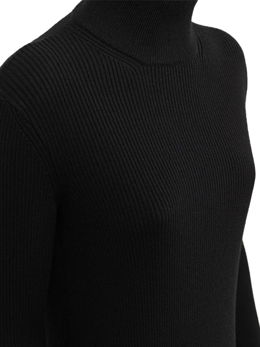 Abito Nero Lungo in Maglia a Coste Bottega Veneta - immagine 4