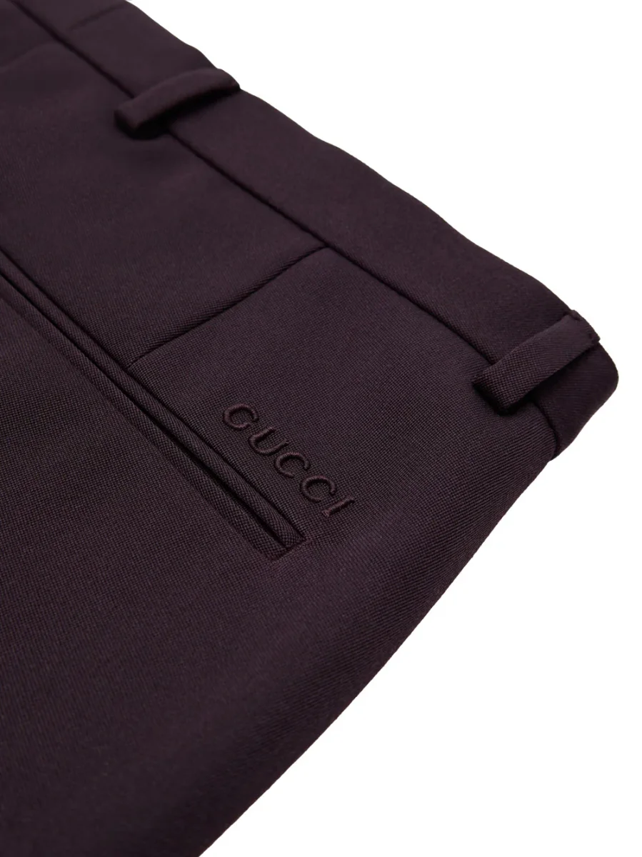 Pantalone Sartoriale Bordeaux con Ricamo Logo Gucci - immagine 5