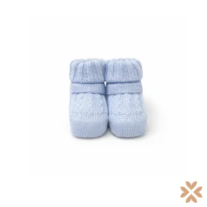 Babbucce da culla in filo cielo con punto smock – Primodì Bebè