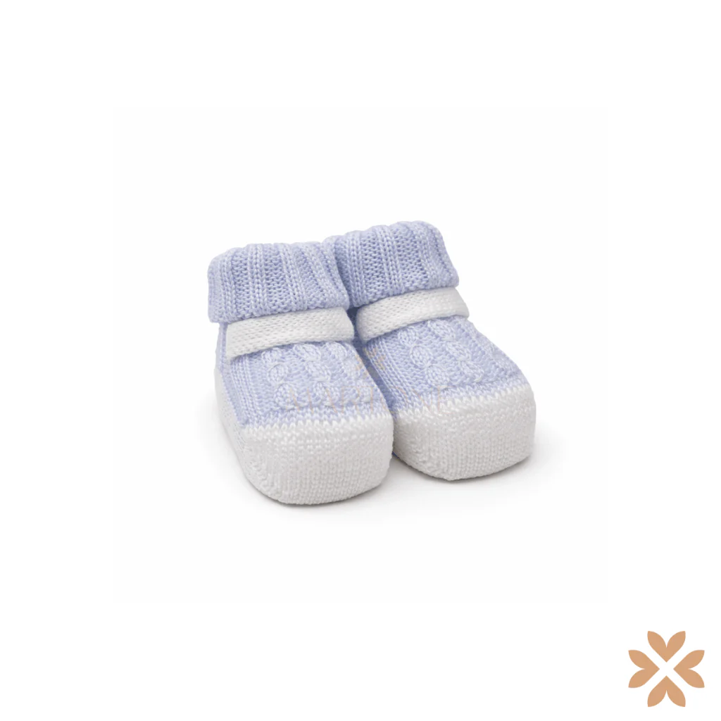 Babbucce in filo celeste e bianco – Primodì Bebè - immagine 2