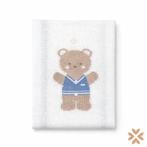 Copertina in filo di cotone con orsetto - Primodì Bebè