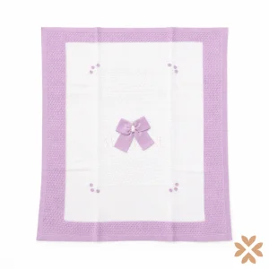 Coperta culla in filo bianco e glicine - Primodì Bebè