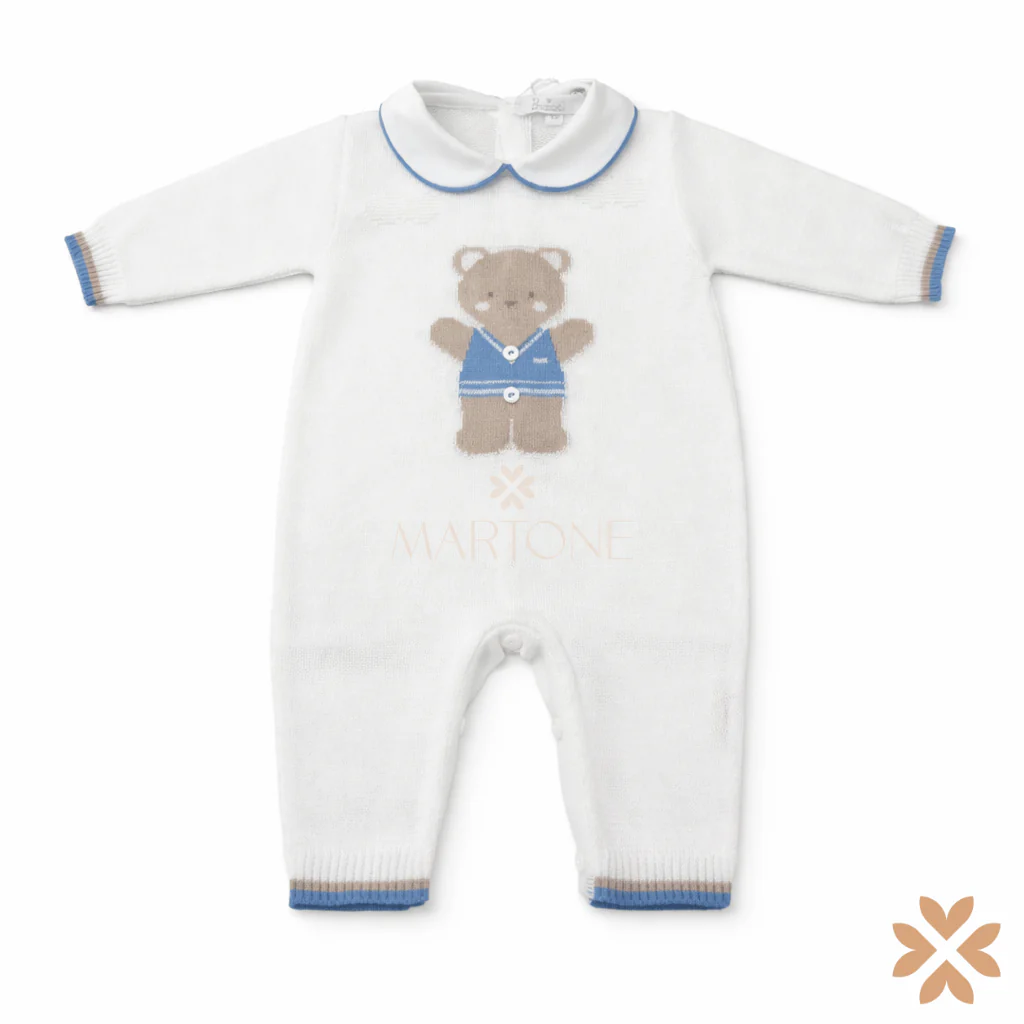 Tutina in filo di cotone con orsetto - Primodì Bebè