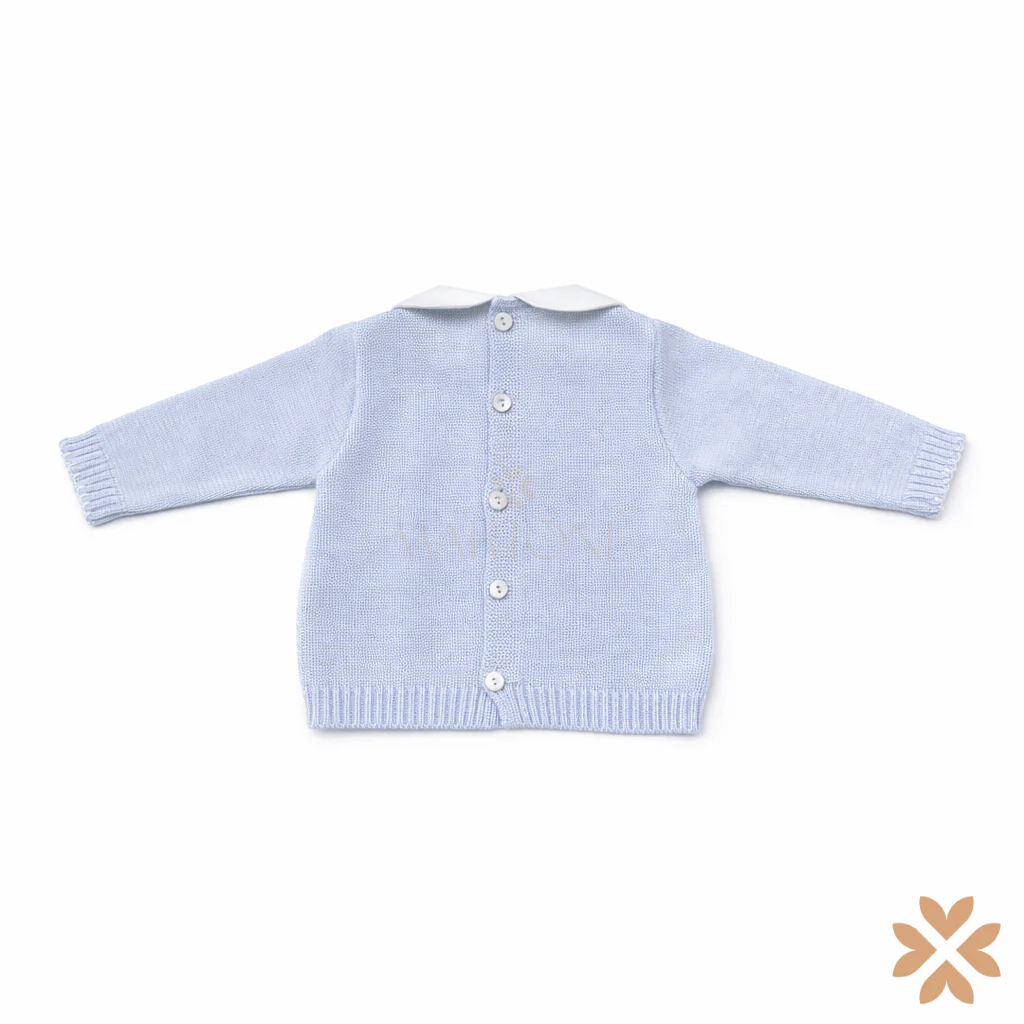 Tutina spezzata in filo cielo con punto smock – Primodì Bebè - immagine 3