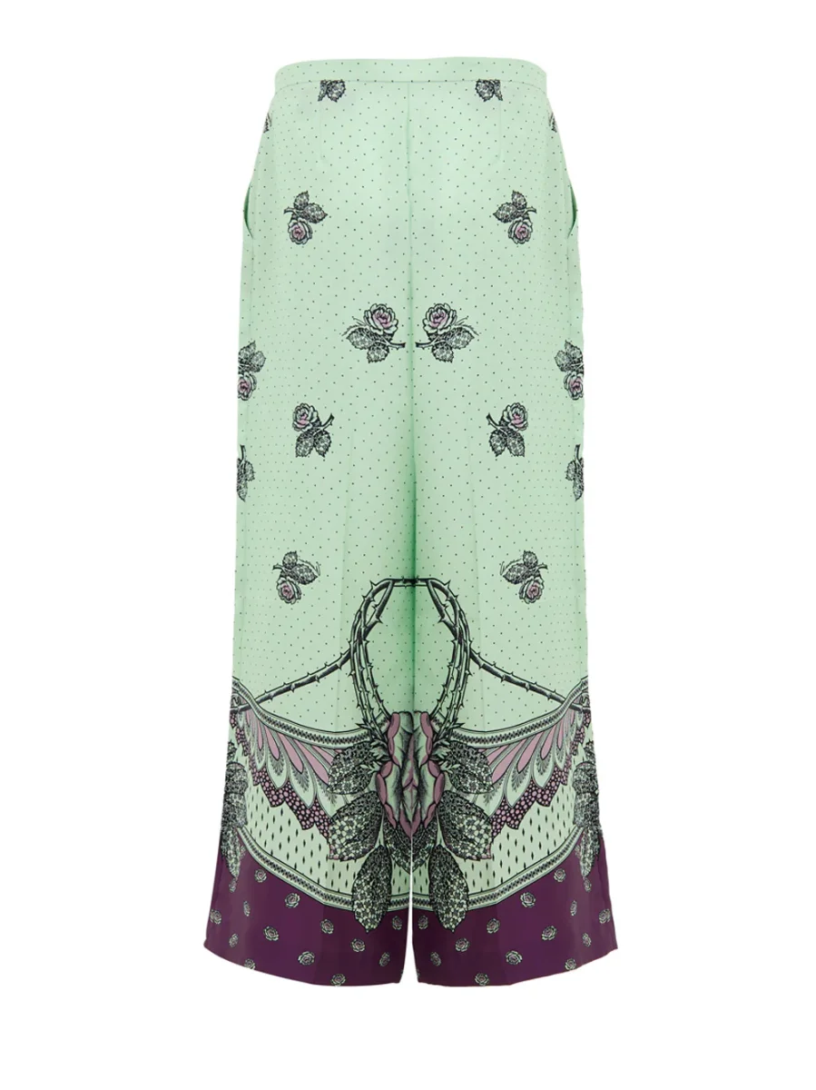 Pantaloni Palazzo in Seta con Stampa Gucci - immagine 3