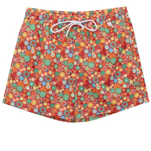 Costume Boxer con Stampa Fiori Multicolor Isaia