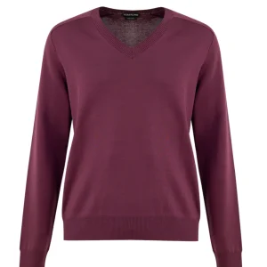 Maglione V-Neck in Seta Viola Tom Ford