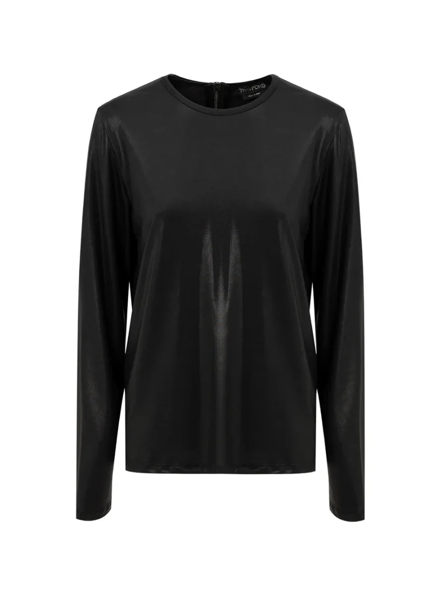 Tom Ford Maglia in Viscosa Nera con Zip Posteriore - Maniche Lunghe - immagine 2