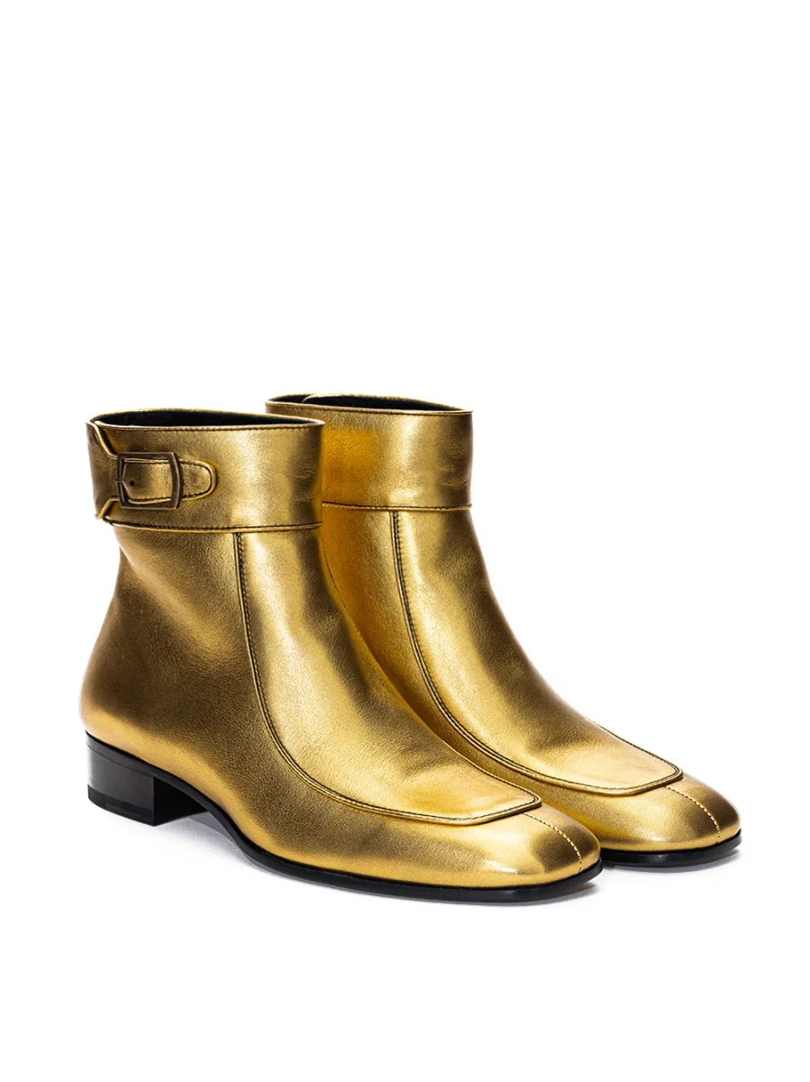 Ankle Boot Oro in Pelle Saint Laurent - immagine 3