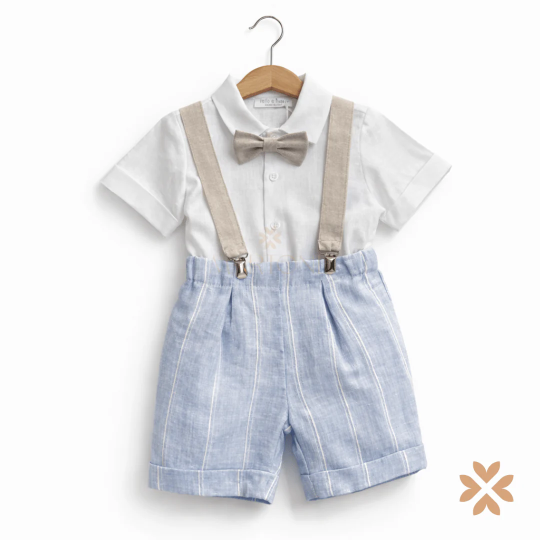 Completo in lino con bretelle - Teto e Tatta - immagine 4