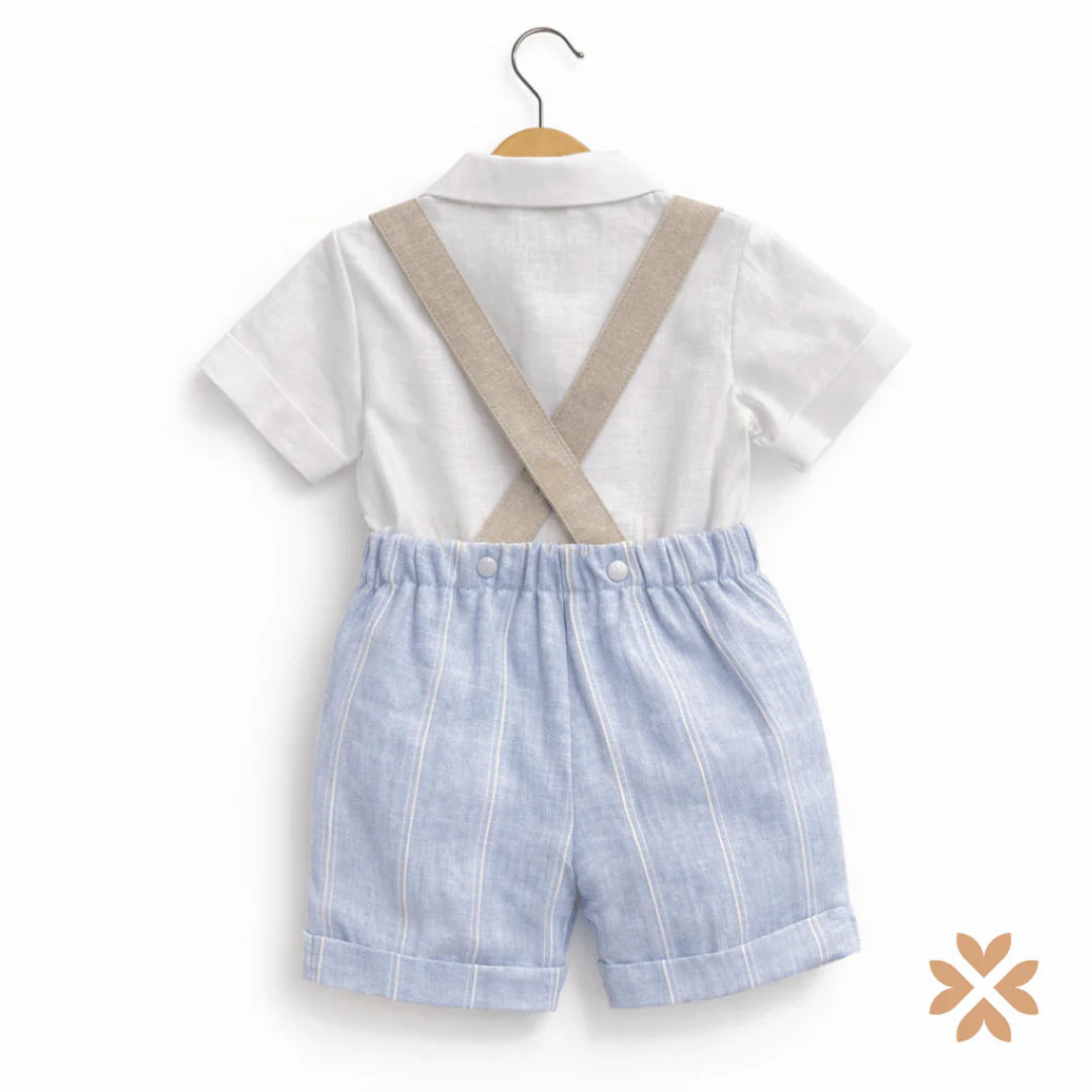 Completo in lino con bretelle - Teto e Tatta - immagine 3