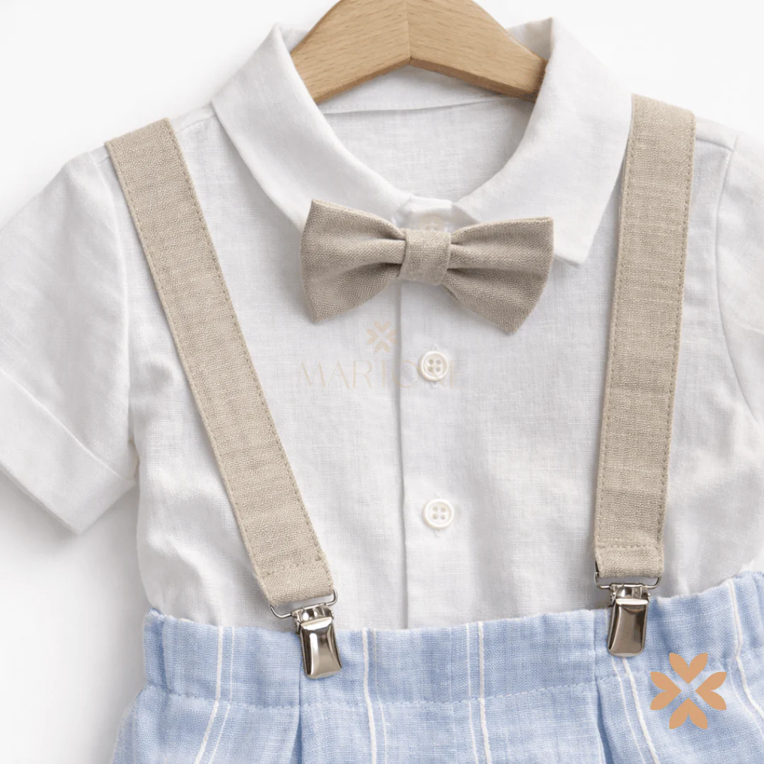 Completo in lino con bretelle - Teto e Tatta