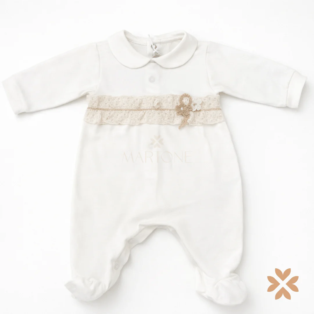 Tutina intera in cotone e macramè - Teto e Tatta - immagine 2