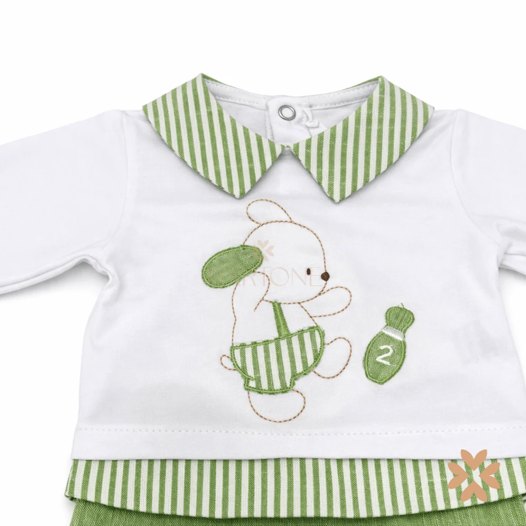 Tutina spezzata verde a righe - Teto e Tatta - immagine 3