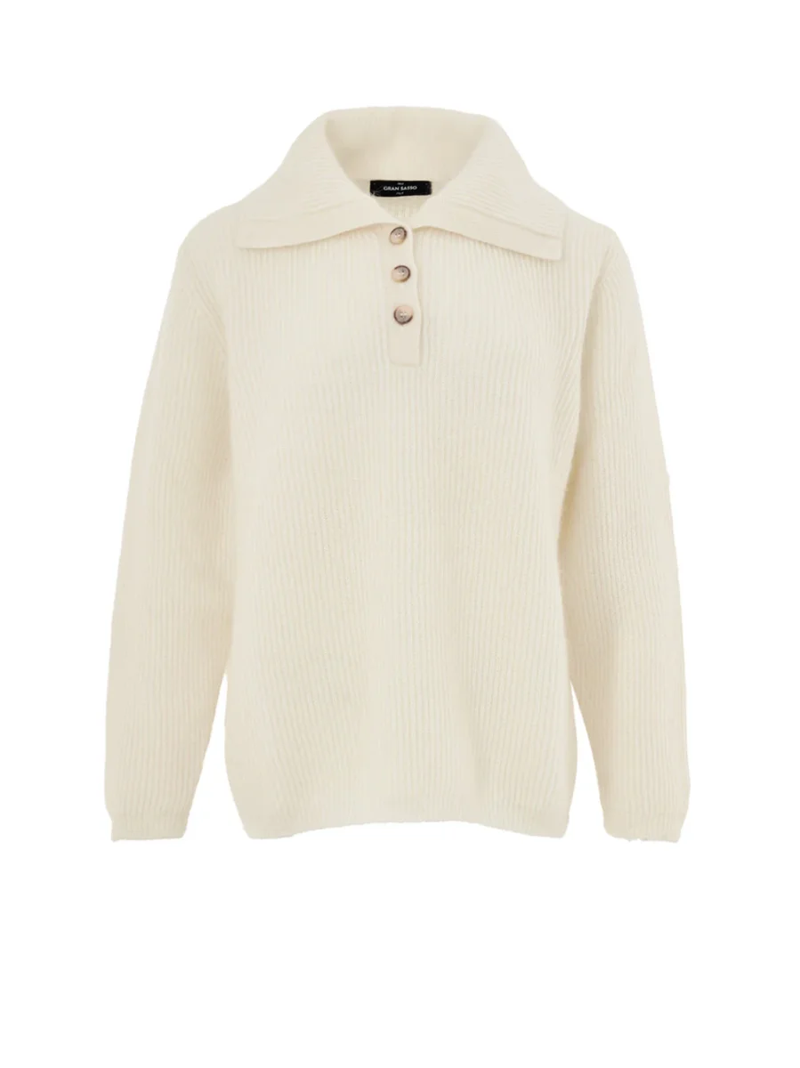 Maglia Collo Polo Bianca a Coste Inglesi Gran Sasso - immagine 2