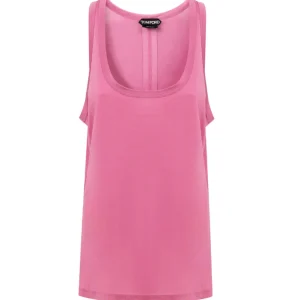 Top smanicato in seta rosa Tom Ford