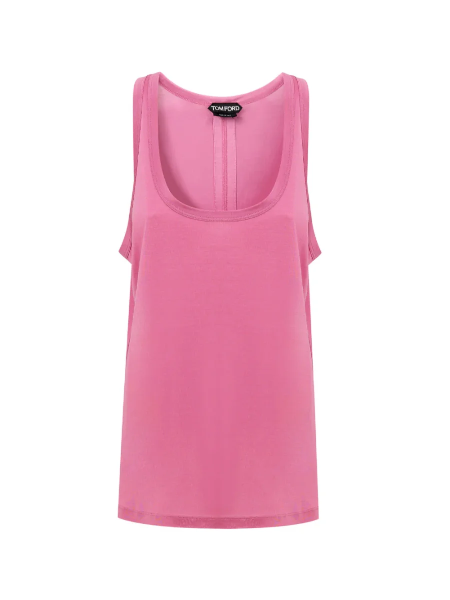 Top smanicato in seta rosa Tom Ford