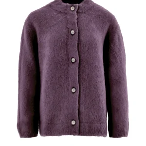 Cardigan con Colletto alla Corena in Bordeaux Gran Sasso