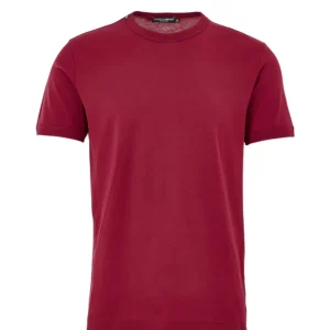 T-shirt Girocollo in Cotone Bordeaux Dolce & Gabbana