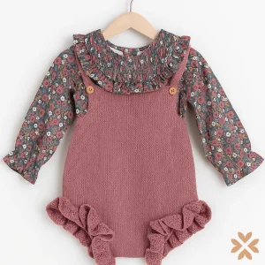 Salopette arricciata e blusa - Yoedu